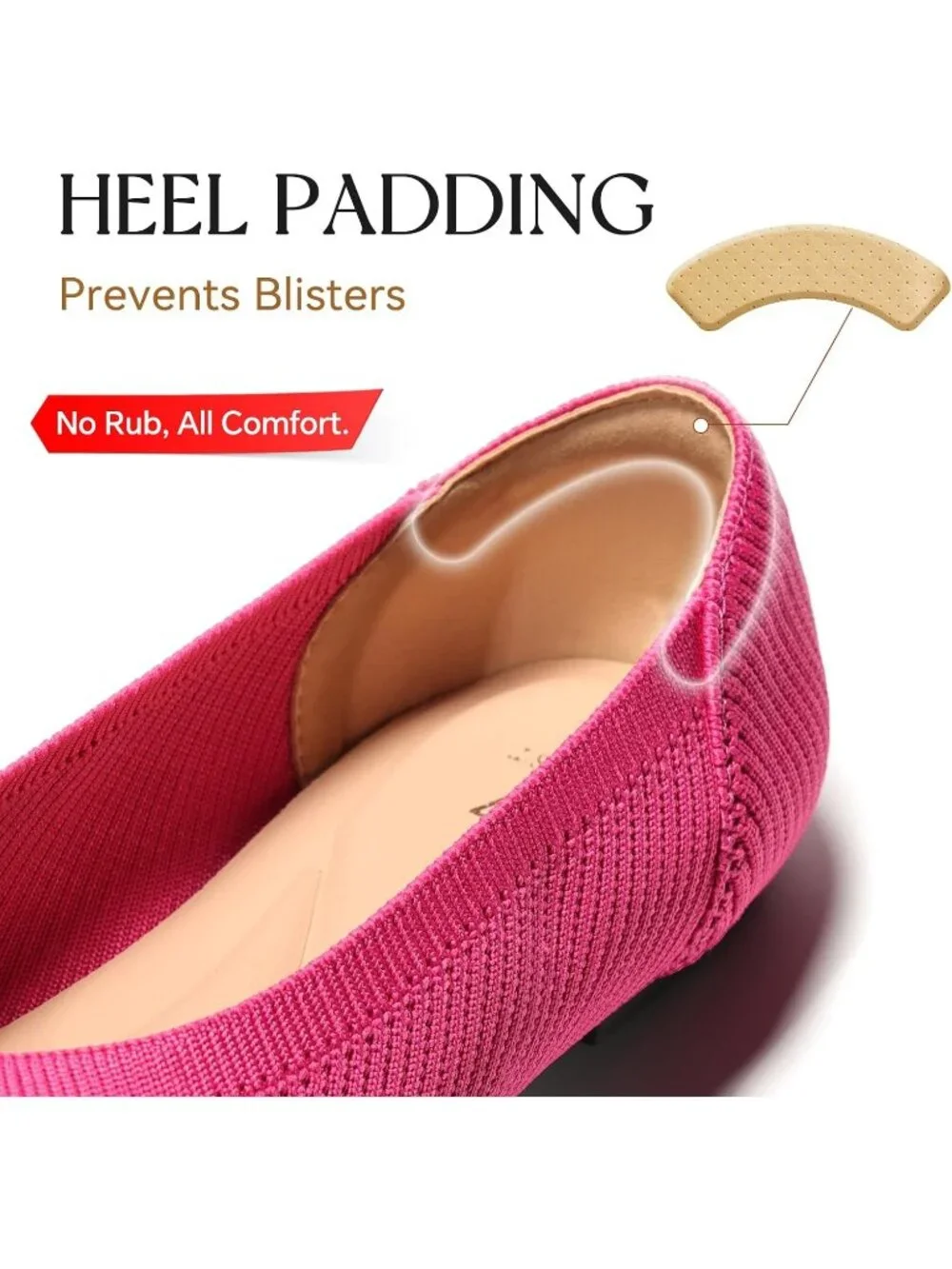 Women's Rose Red Pointed Toe Comfort Foldable Slip On Knit Ballet Flat Shoes